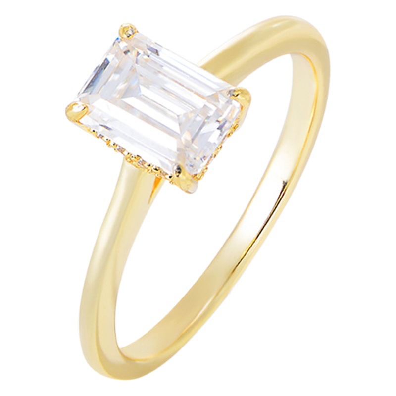 Transfronterizo exclusivo deseo Venta caliente s925 plata esterlina geométrica rectangular circón anillo femenino europeo y americano ins anillo pulsera