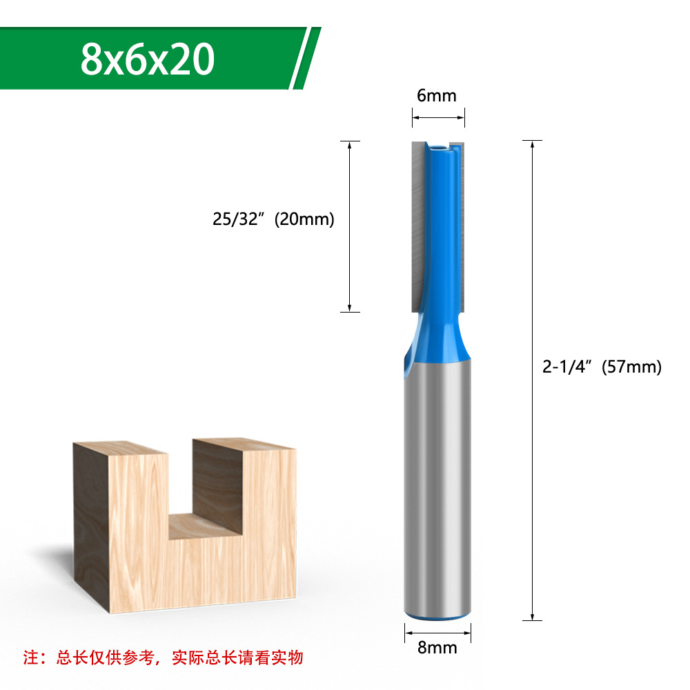 Juego de brocas rectas para fresadora de 8 mm, 9 piezas, broca recta para ranurado de madera azul claro, broca recta de doble filo, cortador de ranurado, cortador de fresado para madera