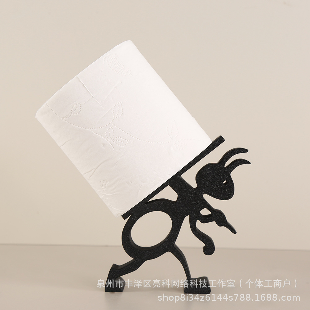 1 件黑色卡通动物造型纸巾架，设计充满趣味与创意，兼具实用性