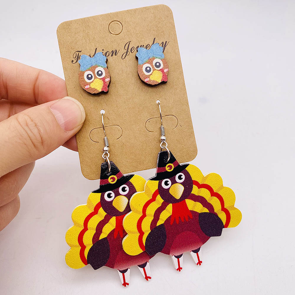 Wholesale Jewelry Ig Style Simple Style Pumpkin Cartoon Water Droplets Pu Leather Drop Earrings display picture 4
