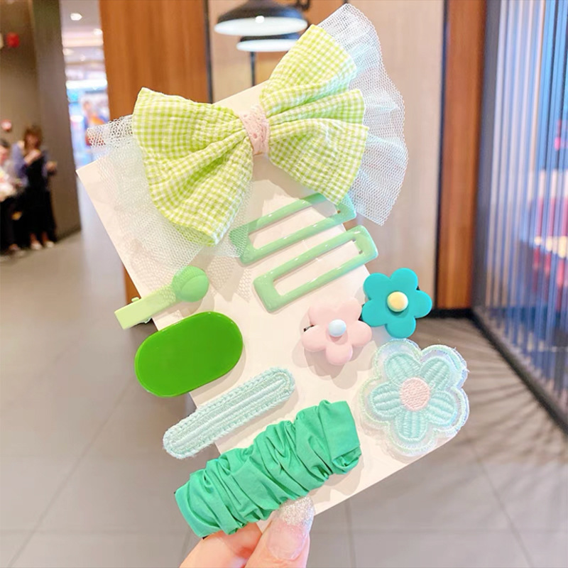 45g Weight Headwear Classification Women'S Gender Cartoon Style Style Pink, Green, Blue, Yellow Color Children's Bow Flower Hairpin Sets Wholesale Nihaojewelry 4