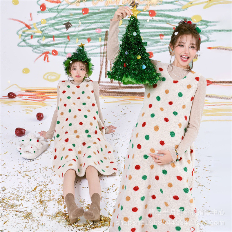 Photo Studio Christmas New Maternity Photo Clothing Studio Photography Art Photo Cute Small Fresh Polka Dot Suspender Skirt