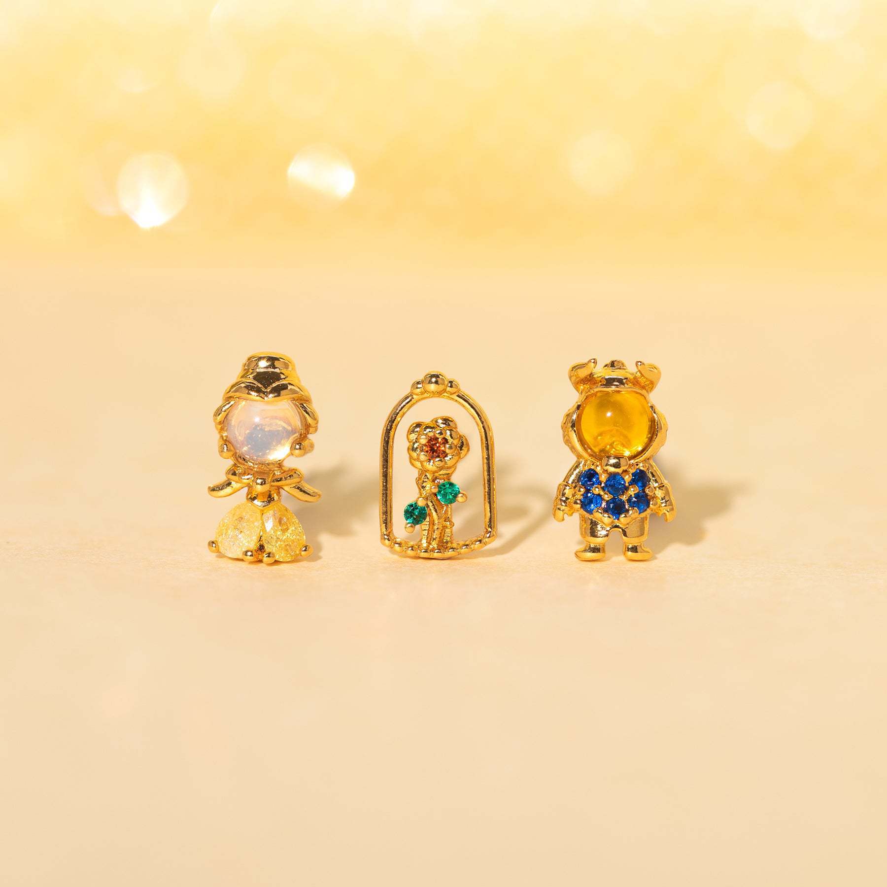 1 Pair Princess Cute Modern Style Cartoon Character Inlay Copper Zircon Ear Studs display picture 1