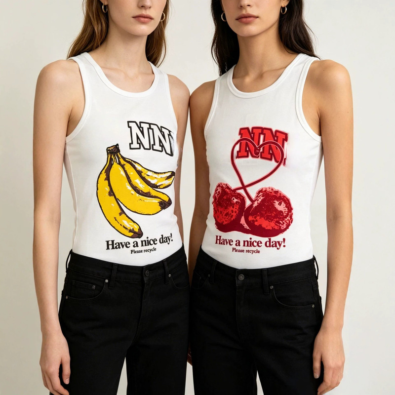 26 New Styles of Banana Cherry Print Pure Cotton Slim Fit Tank Tops Versatile Trendy Brand Sleeveless Camisole 26 New Styles of Banana Cherry Print Pure Cotton Slim Fit Tank Tops Versatile Trendy Brand Sleeveless Camisole