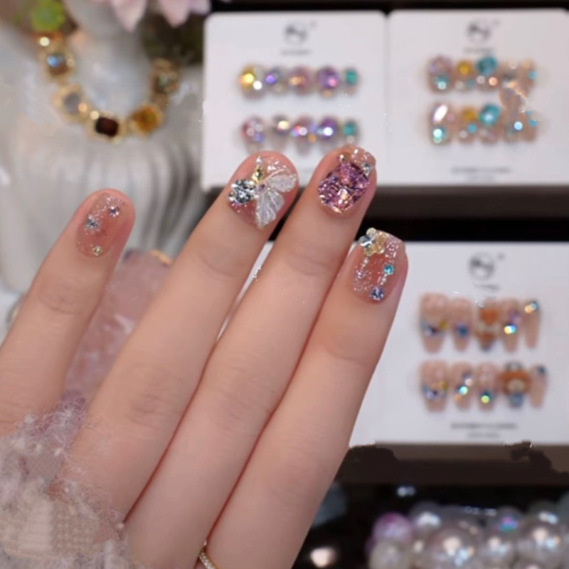 【Lucky Butterfly】New Style Pure Handmade Wearable Nails with Dazzling Butterfly Zircon Diamonds, Enhance Complexion, Pure Handmade Nail Stickers 【Lucky Butterfly】New Style Pure Handmade Wearable Nails with Dazzling Butterfly Zircon Diamonds, Enhance Complexion, Pure Handmade Nail Stickers