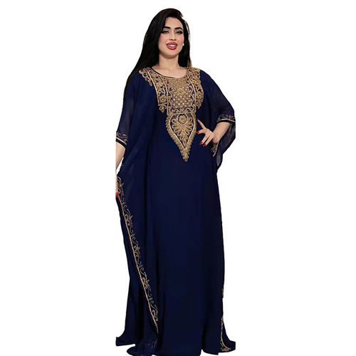 African Middle Eastern Cross-border Large Size Women's eBay Western and European Bestselling Embroidered Lace Robe 8299