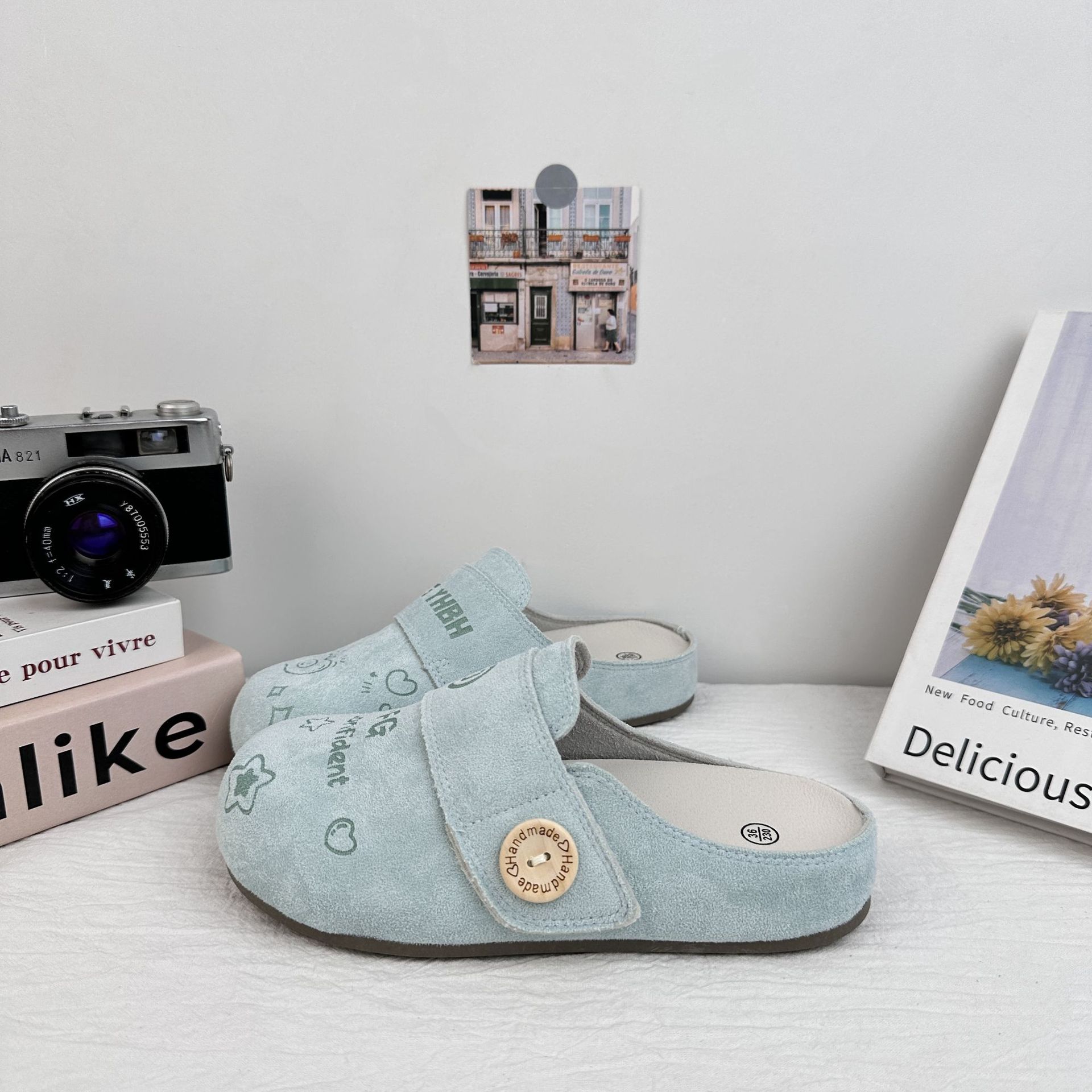 Far Wave 2025 verano nuevo estilo pantuflas perezosas de fondo plano zapatos Birken casuales de todo fósforo ropa exterior Baotou semi-arrastre