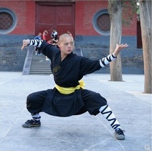 嵩山少林寺武僧服武术练功服装单肩衣服练棍法僧服表演出服 棉