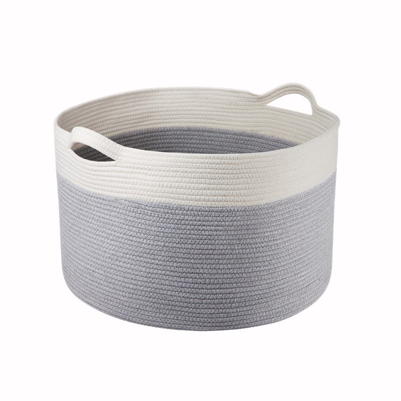 Nuevo en stock de dos colores costura de algodón plegable cuerda cesta ropa misceláneas juguetes portátil cesta tejida cesta de almacenamiento