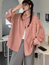 灯芯绒衬衫女设计感小众上衣秋季2023年新款韩版宽松长袖衬衣