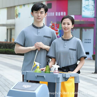 保洁员工作服短袖女T恤客房商场KTV小区物业清洁工阿姨保洁服夏季