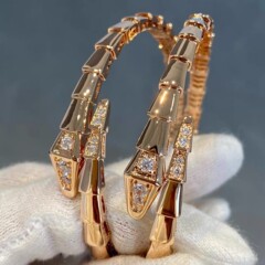 女性用スネークブレスレット、スターリングシルバーメッキ18Kローズゴールド、フルダイヤモンド、スネークボーン、マルチサークル、スネークヘッドオープンブレスレット、ダイヤモンド付き、新しいスタイル