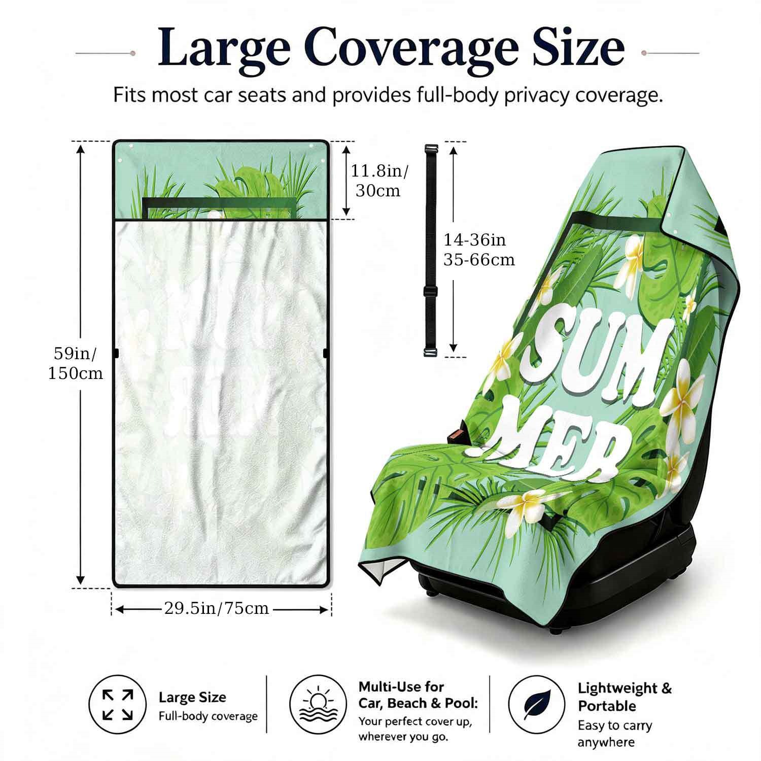 Summer bath towel and car seat cover 2-in-1, ultra-fine fiber outdoor beach and car dual-use universal seat cushion