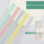 批发马卡龙色六角筷子家用高档高颜值轻奢高级感日式餐具