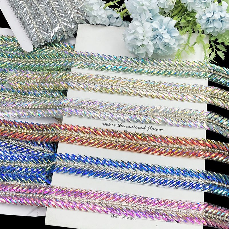 2.5cm少数民族双排钻链拼接背胶花边高温熨烫手工DIY鞋帽服饰辅料