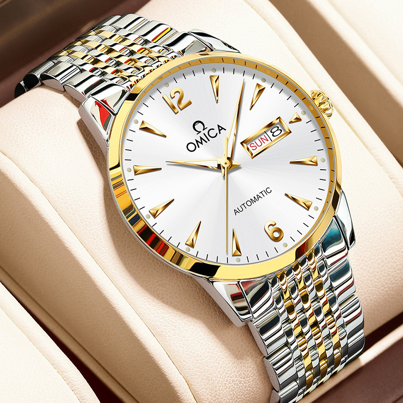 Swiss Genuine Men's Watch, Fully Automatic Mechanical Watch, Fashionable, Light Luxury, Simple and Elegant, Dual Calendar Men's Watch