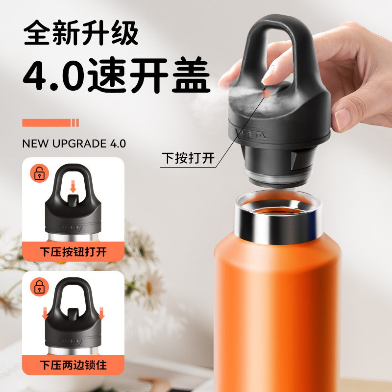 新款一键开盖保温杯男士保冷运动水杯大容量健身水壶便捷水杯