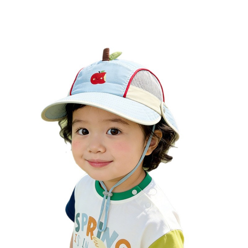 Kids Casual Sun Hat UPF 50+ Children's Summer Thin And Breathable Mesh, Large Brim, Sun Protection Cape Hat, Unisex Baby Baseball Cap For Spring_voghion.com