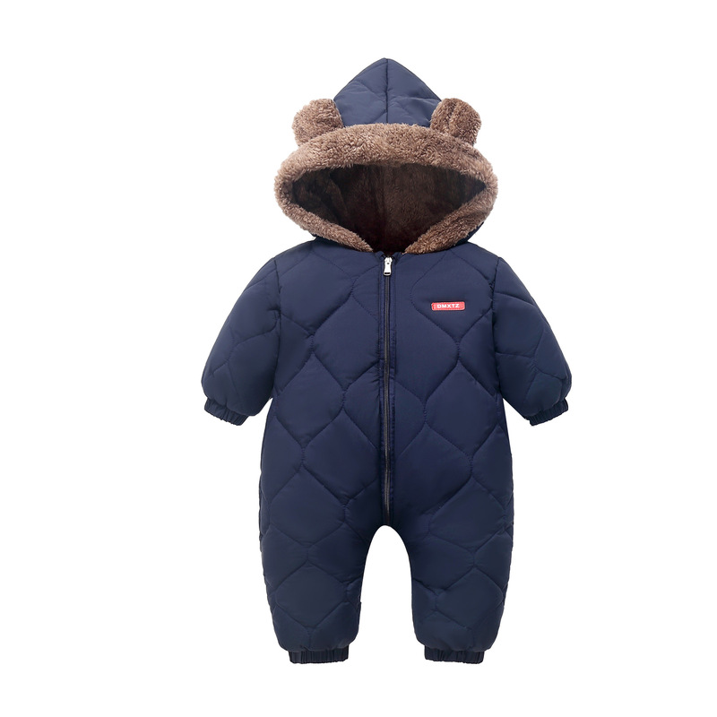 2025新生儿婴儿童羽绒棉服耳朵款外套加绒连体服加厚爬爬服装|undefined