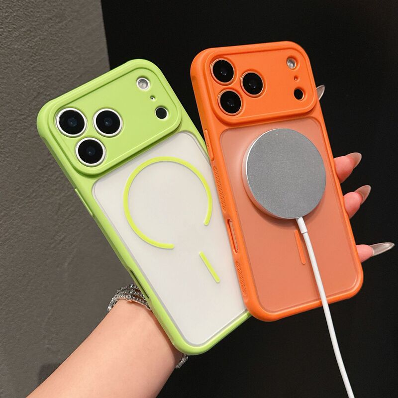 Contrasting Color Skin-Feel Small Magnetic Phone Case Suitable for iPhone 17 Pro Max Apple 16 Full-Cover Anti-Drop Protective Case 13