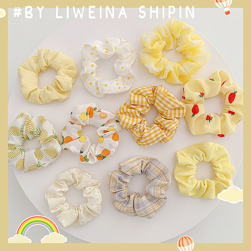 Korean fruit pig intestine hair tie ins headband organza cute Japanese rubber band women's hair tie hair rope hair accessories