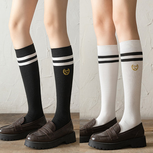 Foot Socks Children's Cotton Socks Spring and Autumn Thin Embroidered Stockings Academic Style Japanese JK Knee Socks Women's TikTok Explosions