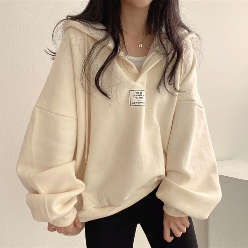 Plus Size Loose Women's Hooded Sweatshirt Spring and Autumn New Versatile Lazy Style Thin Jacket Top Trendy