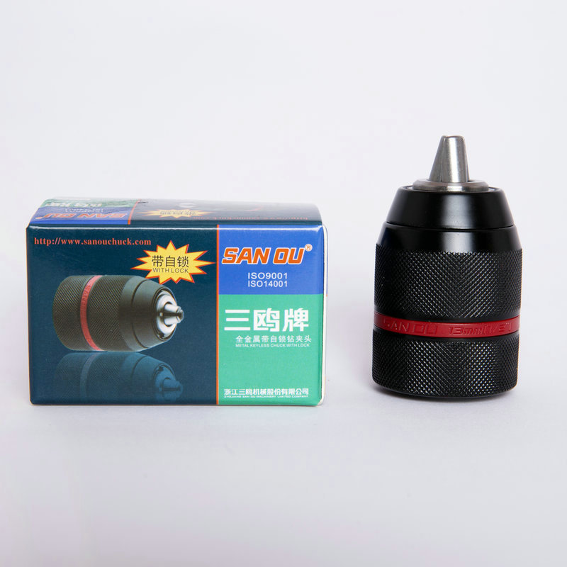 跨境出口三欧棘轮钻夹头带自锁2-13mm手电钻自锁钻夹头转换杆配件