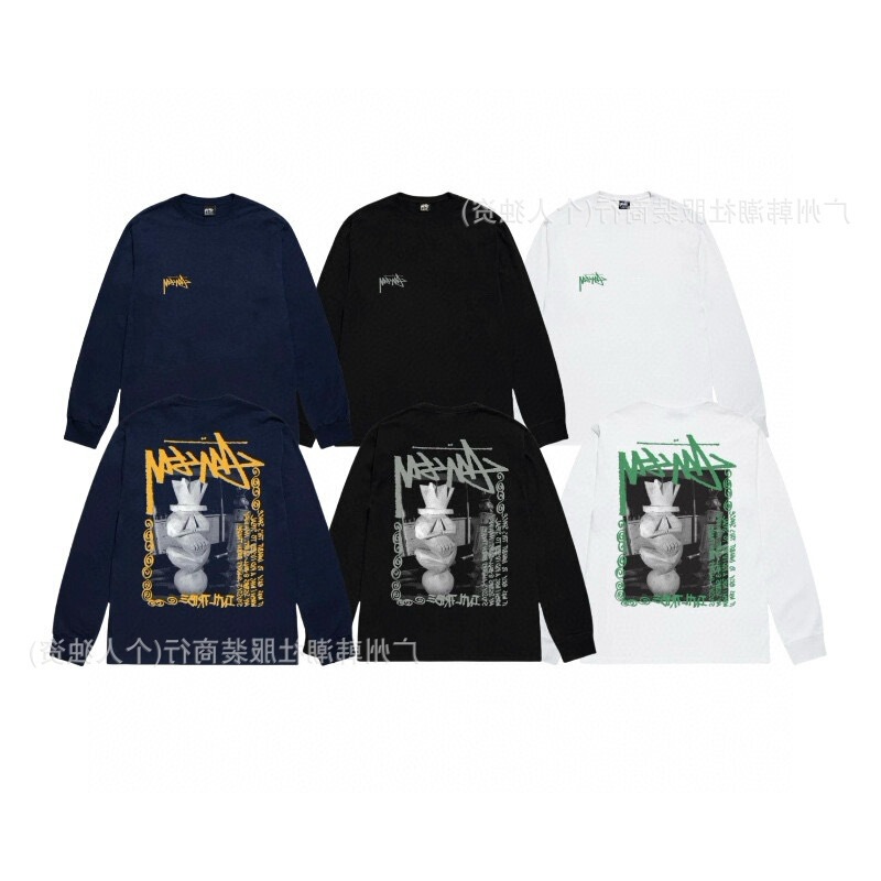 オリジナルラベルクロスボーダー新しいトレンディなブランド stu ツアークラシックレタープリントラウンドネック長袖 Tシャツドロップシッピング|undefined