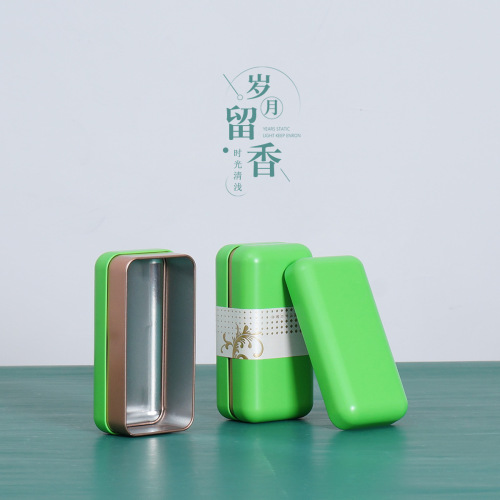 New 2 halves tea packaging box metal tea can tin small green mandarin green tea black tea Longjing tea empty tin box
