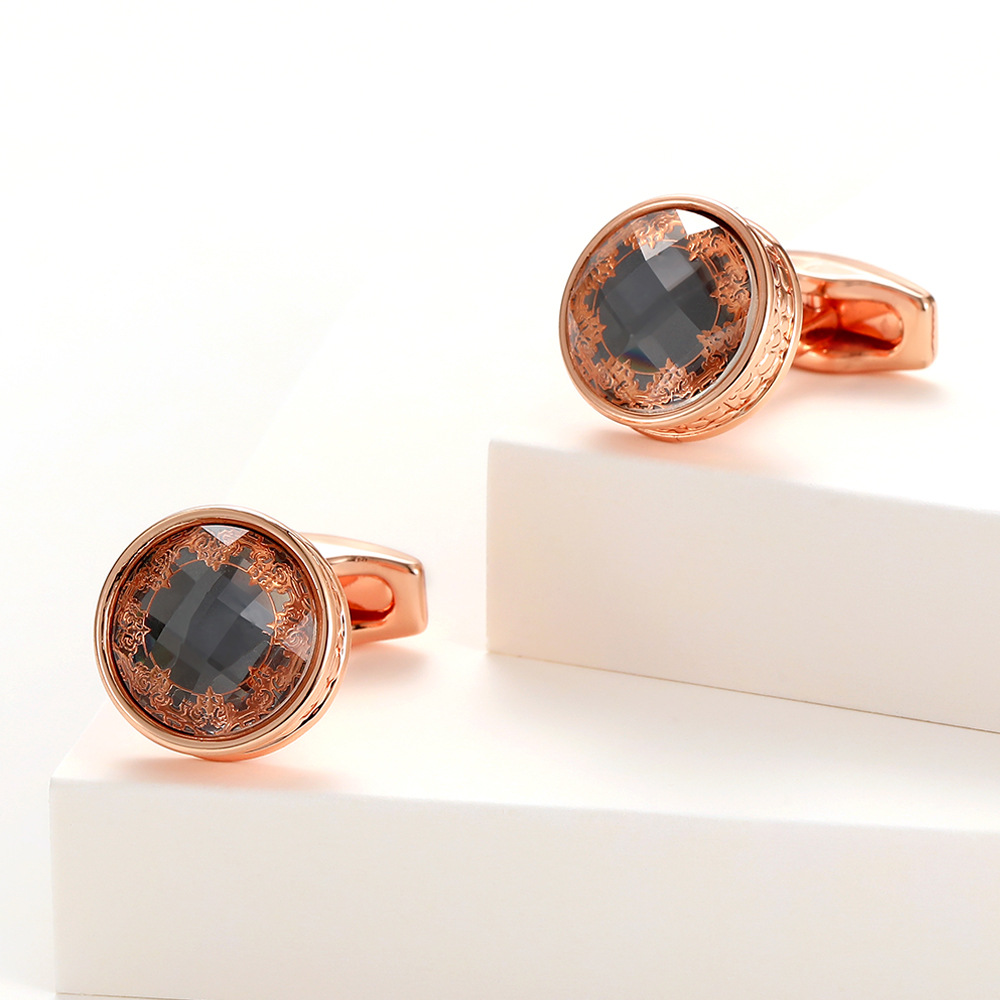 Men's Cufflinks 2022 New Creative Pattern Rose Gold Round Shirt Cuff Button XK22S040