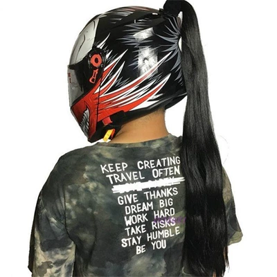 Decoration Ponytail DIY Detachable — Motosiklet dəbilqələri - pure-black-gradient-color