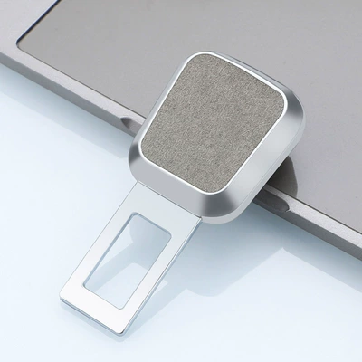 Seat belt shoulder pad Safety Belt Buckle A4L - 4975-silver-gray-leather-single