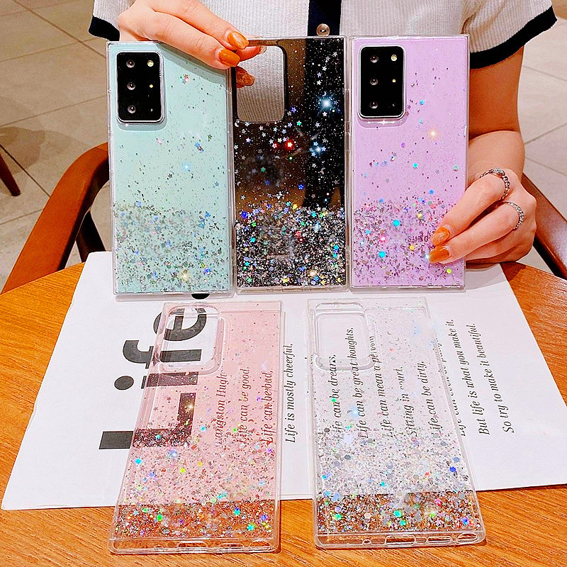 For Samsung S23Plus transparent mobile phone soft case s22p glitter glue drop s23/S30 all-inclusive anti-drop protective cover
