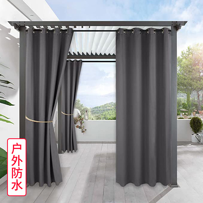Spot Amazon foreign trade outdoor pavilion terrace curtain finished waterproof curtain cross-border outdoor perforated curtain
