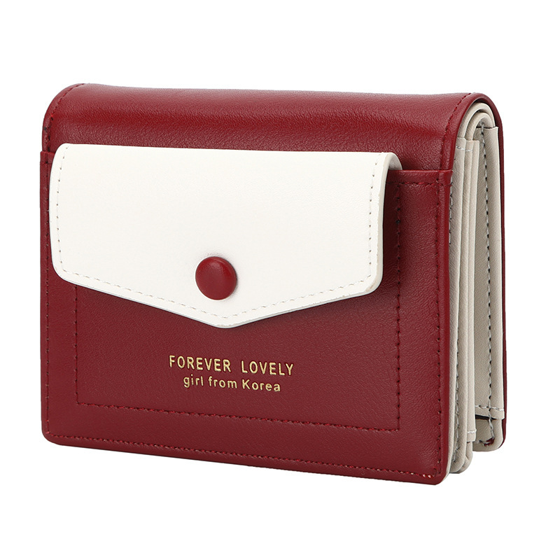 Japanese and Korean Small Wallet Pu Color-Blocking Rfid Coin Purse Wallet Card Holder Functional Small Bag Christmas Hot Sale