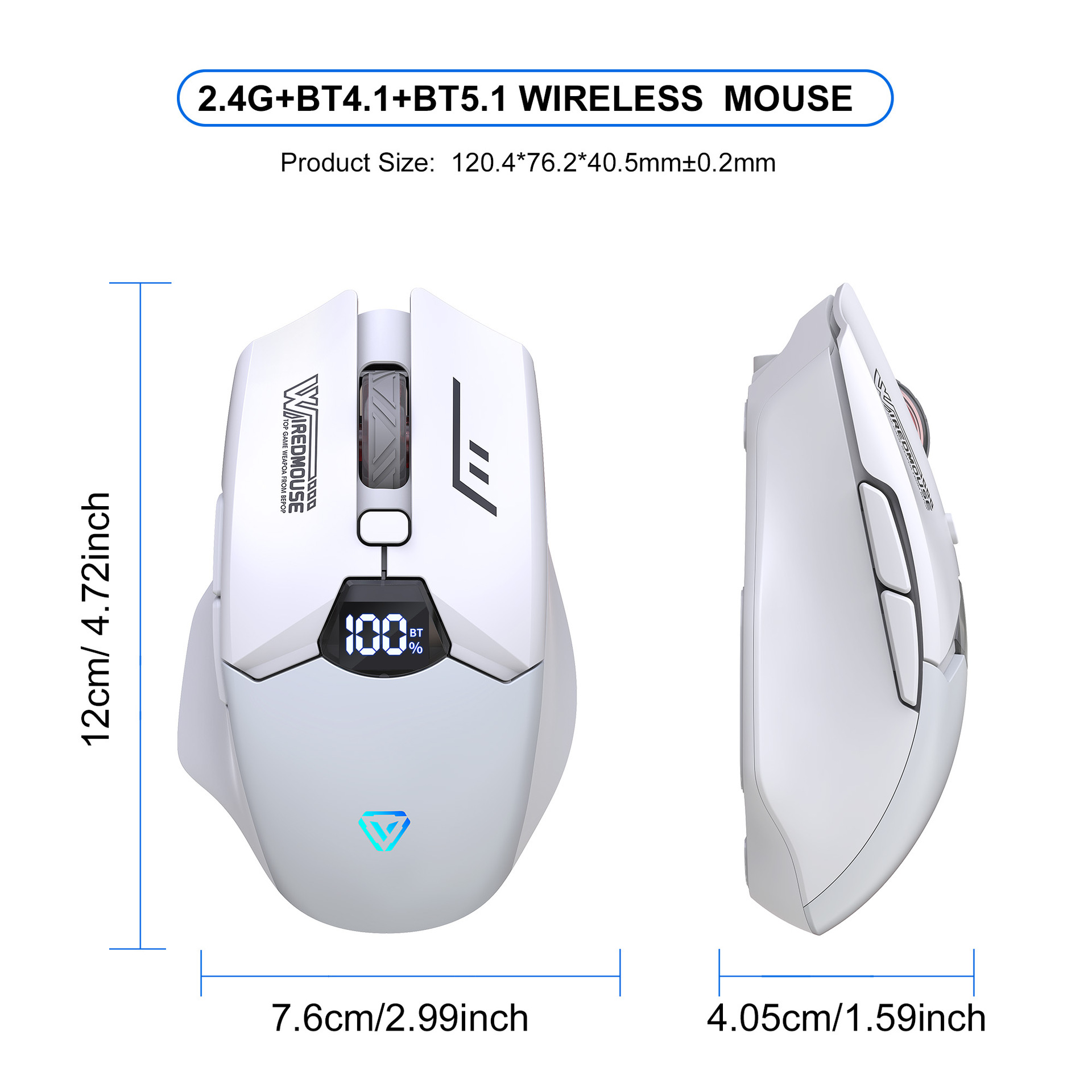 Wireless Bluetooth Dual-Mode-Maus mit Ladefunktion, leise, Gaming, intelligente Bildschirmanzeige, Computer-Monitor-Maus für grenzüberschreitenden Handel