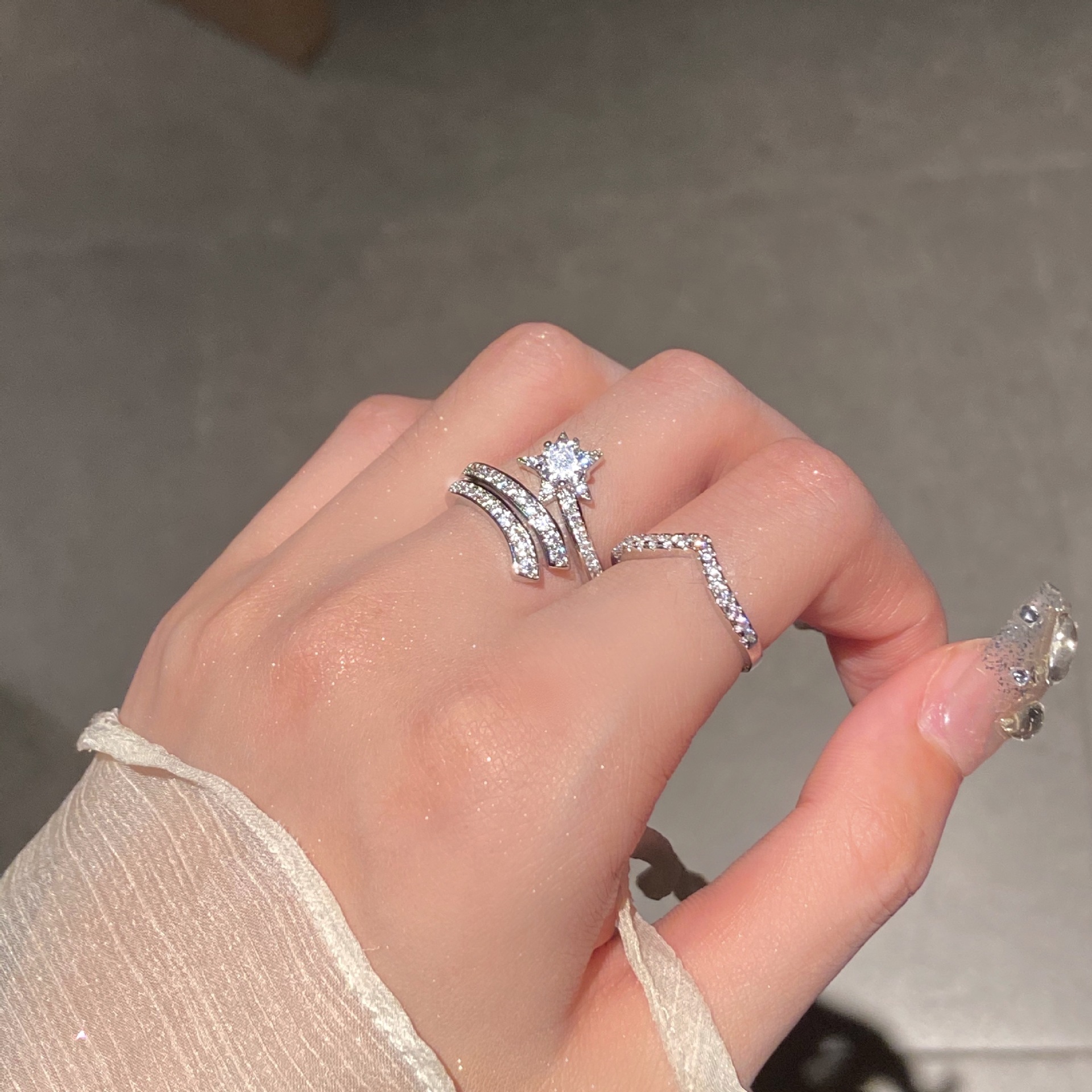 Simple Style Star Copper Inlay Artificial Diamond Rings 1 Piece