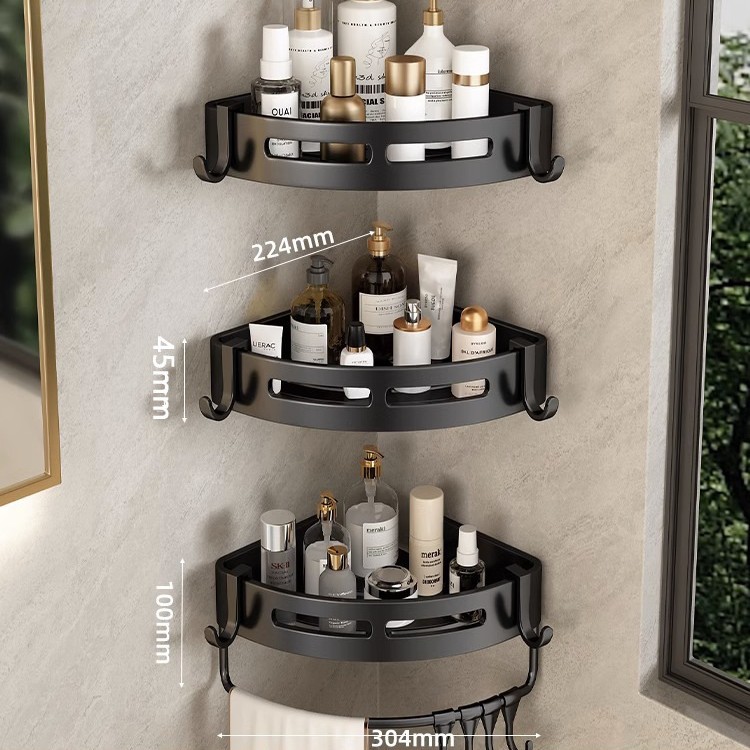 Estantes de baño sin perforación, toallas de baño colgantes, lavabos de pared, canasta triangular, estante de almacenamiento de gel de ducha