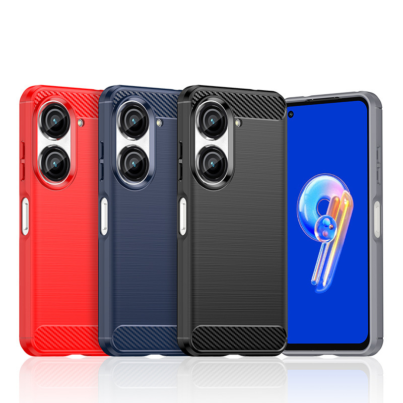 Suitable for Asus Zenfone 9 Mobile Phone Case Zenfone 9 Brushed Carbon Fiber Protective Cover Anti-Fall Mobile Phone Case