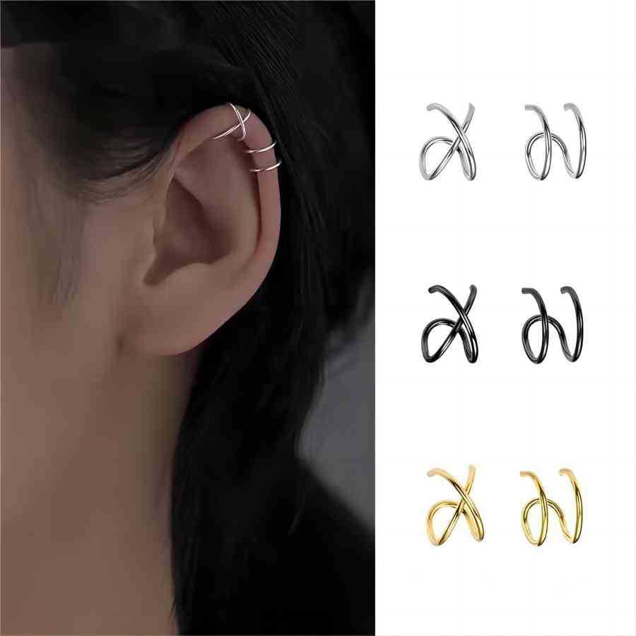 Cross-Border 3 Pairs of Stainless Steel Ear Studs, Ear Clips, and Earrings Without Piercings, Unisex Combination Set, Amazon Temu Hot Seller
