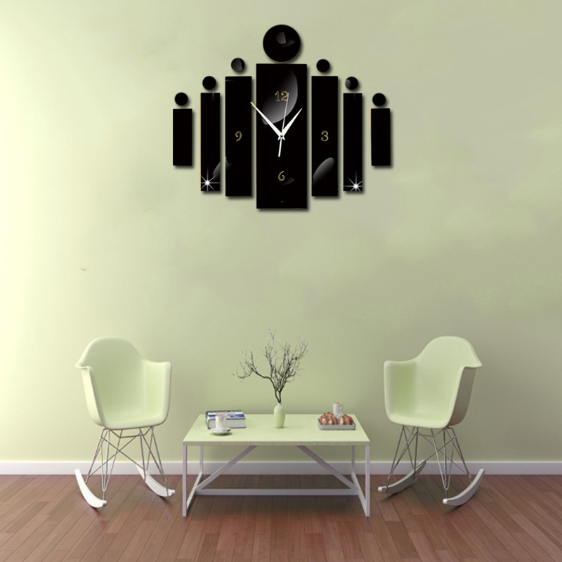 Crystal three-dimensional acrylic home living room background wall sticker clock creative decoration painting_voghion.com