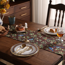 美式复古长条桌旗茶席西餐桌旗布轻奢高端提花刺绣高级感长条桌布