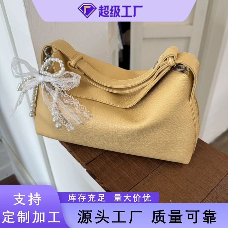 Корейский стиль, простая повседневная рабочая одежда, сумка через плечо для женщин, новинка лета 2025, нишевая простая цилиндрическая сумка через плечо