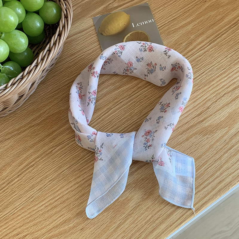 60 pequeñas bufandas cuadradas flores de anacard de verano versátiles seda de decoración de pañuelo impresa bufandas de seda envoltura pañuelo correa de pelo