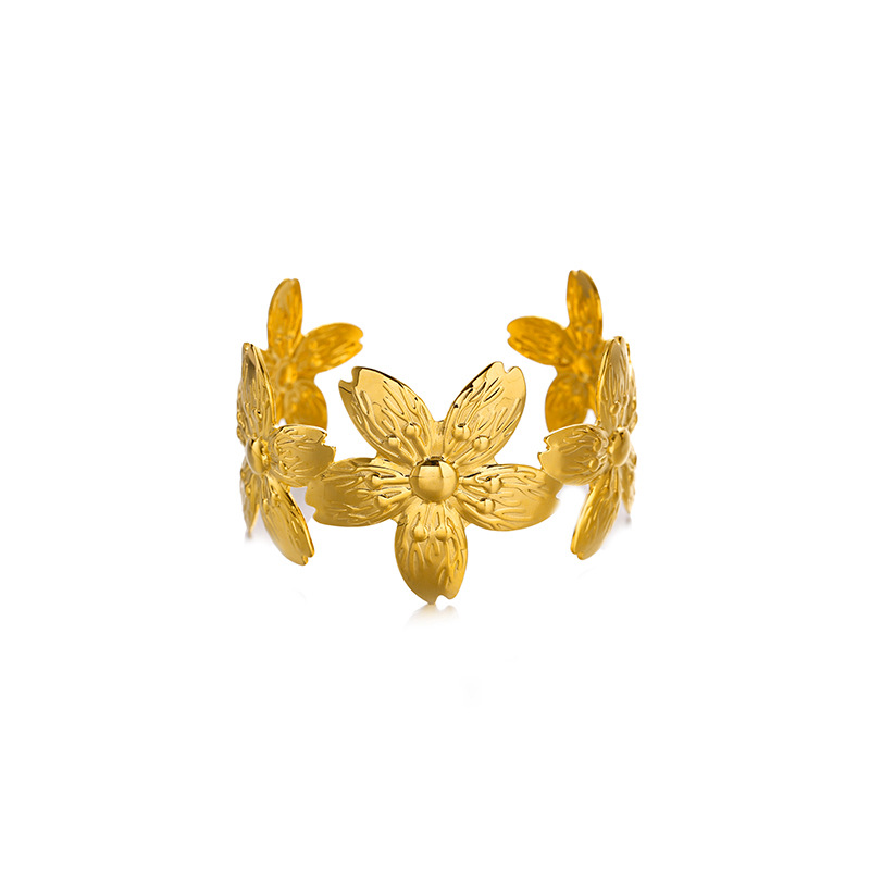 Tina transfronteriza estilo europeo y americano pulsera de flores de acero inoxidable temperamento de titanio de acero de 18k pulsera de oro INS joyas de estilo image 9
