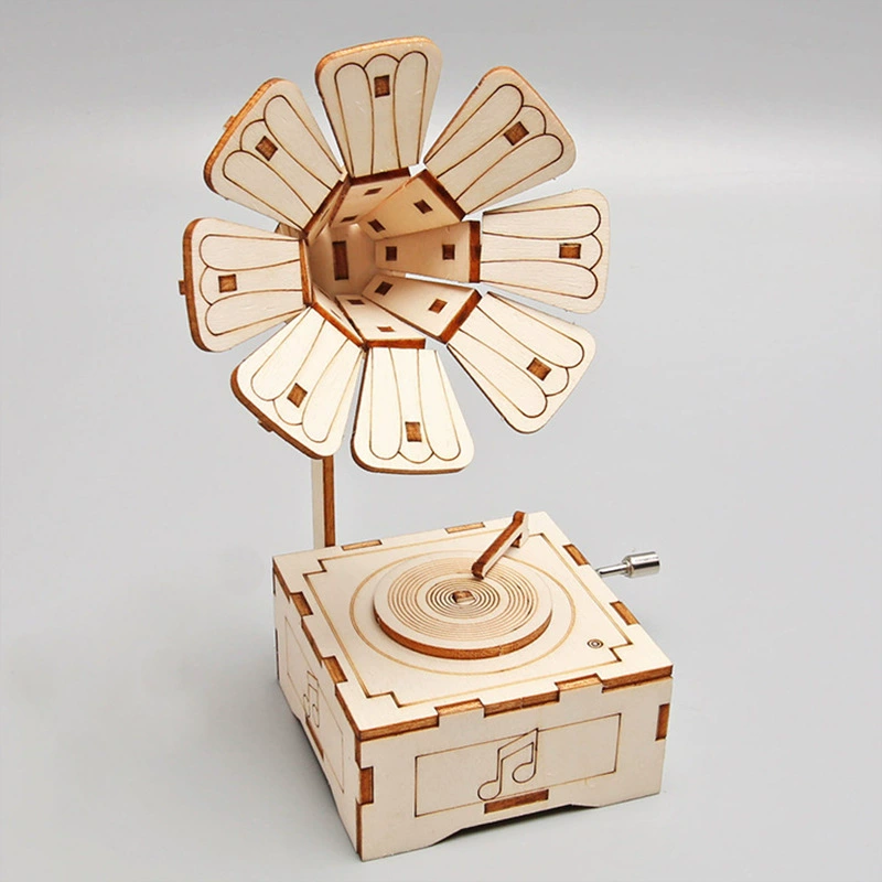 Wooden retro music box, handmade, mini experiment