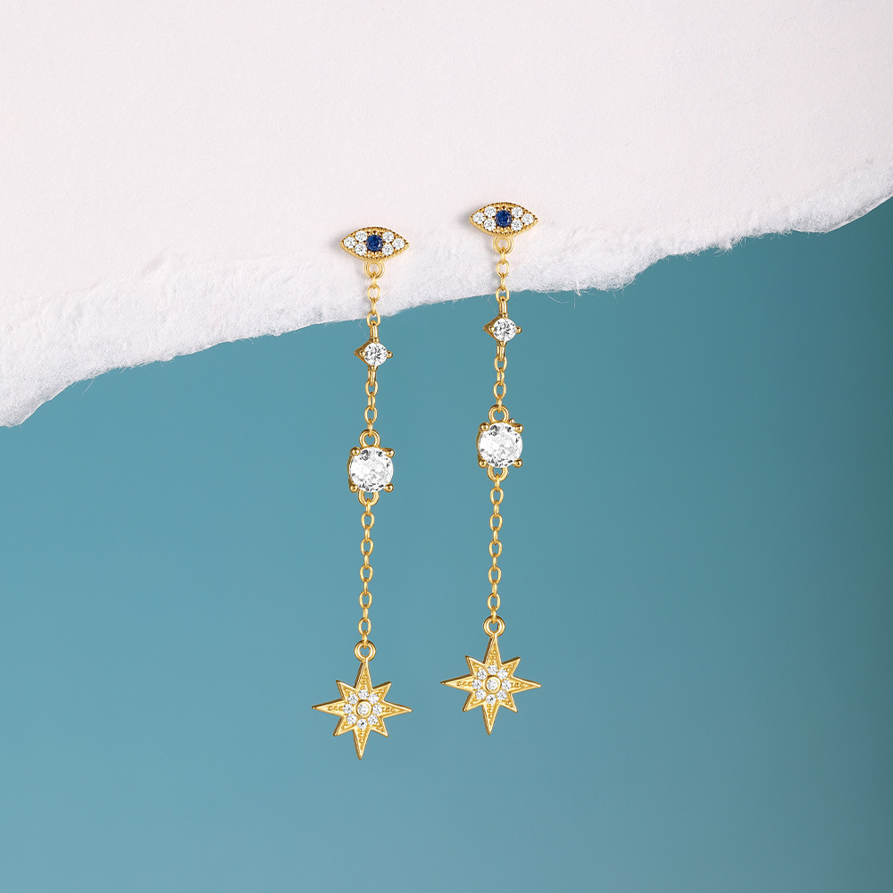 5g Weight 925 Sterling Silver Ear Needle Material Zircon Inlay Material Drop Earrings Classification 1 Pair Quantity Holiday, Travel Occasion 925 Sterling Silver Material Geometric Pattern Women's Gender Tassel, Plating Design Elegant, Simple Style Style 1 Pair 925 Sterling Silver Zircon Geometric Drop Earrings 14