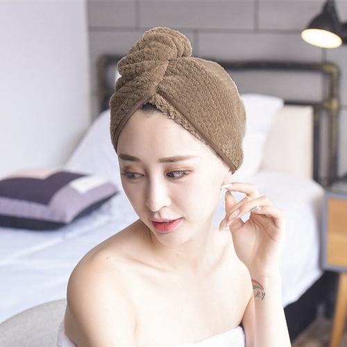 Coral velvet thick pineapple pattern triangular quick-drying hair covering turban adult shower cap