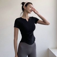 Outdoor morning run outerwear sports t-shirt fitness women's summer professional quick-drying Pilates elastic training yoga wear